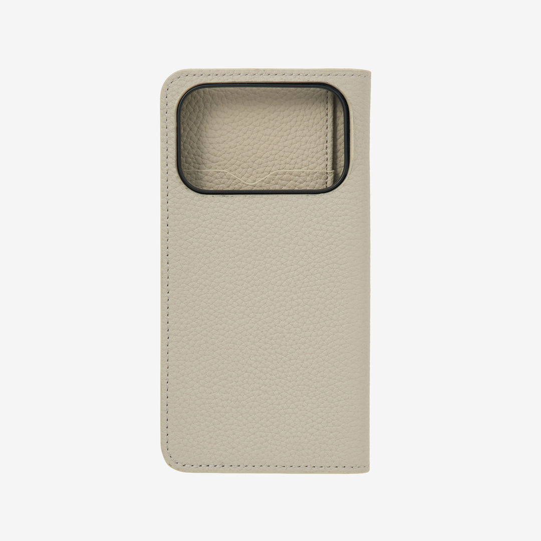 iPhone 17 Pro 本革手帳型ケース｜ Diary Case｜グレージュ｜PORTÈ BONHEUR