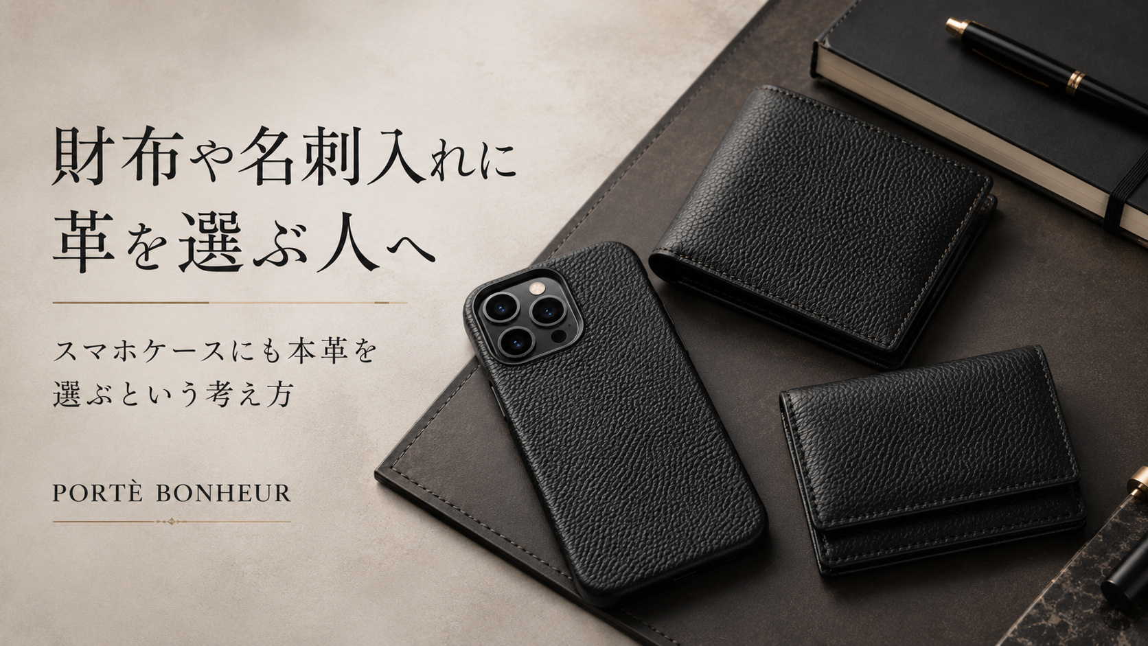 ビジネスシーンに馴染む本革スマホケース