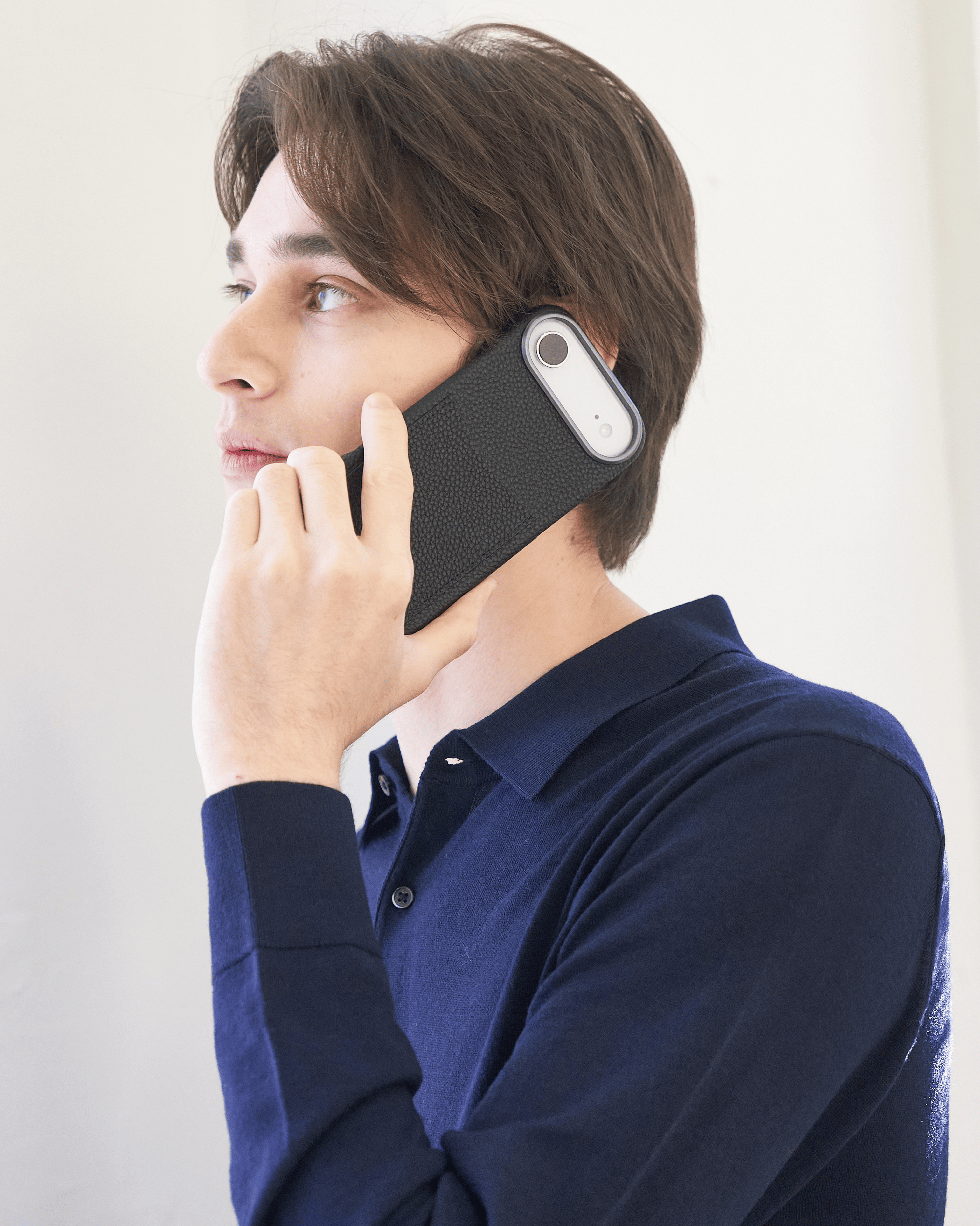 本革背面スマホケース　ブラック｜PORTE BONHEUR