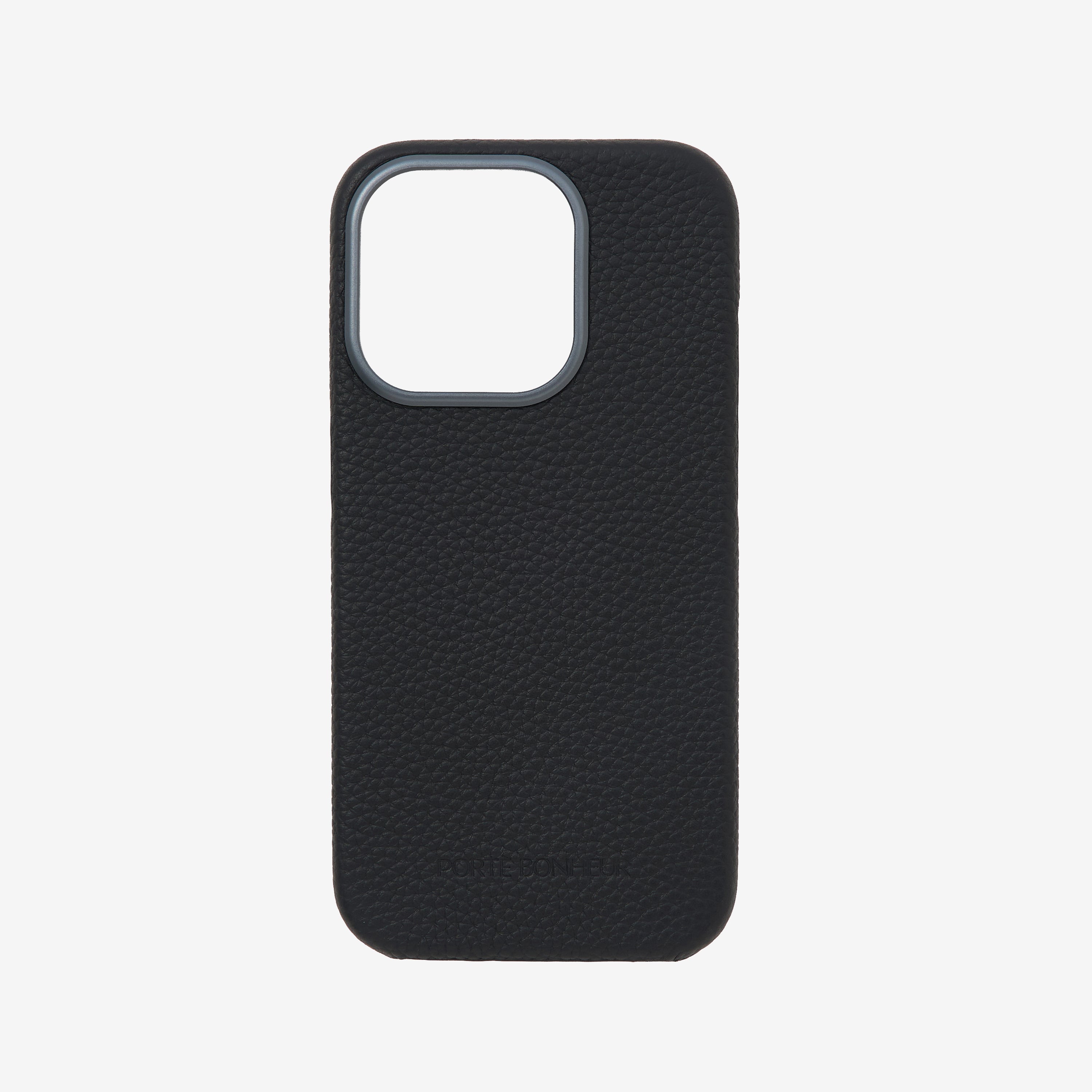 iPhone 15 Pro 本革背面ケース｜ Back Cover Case ｜ブラック｜PORTÈ